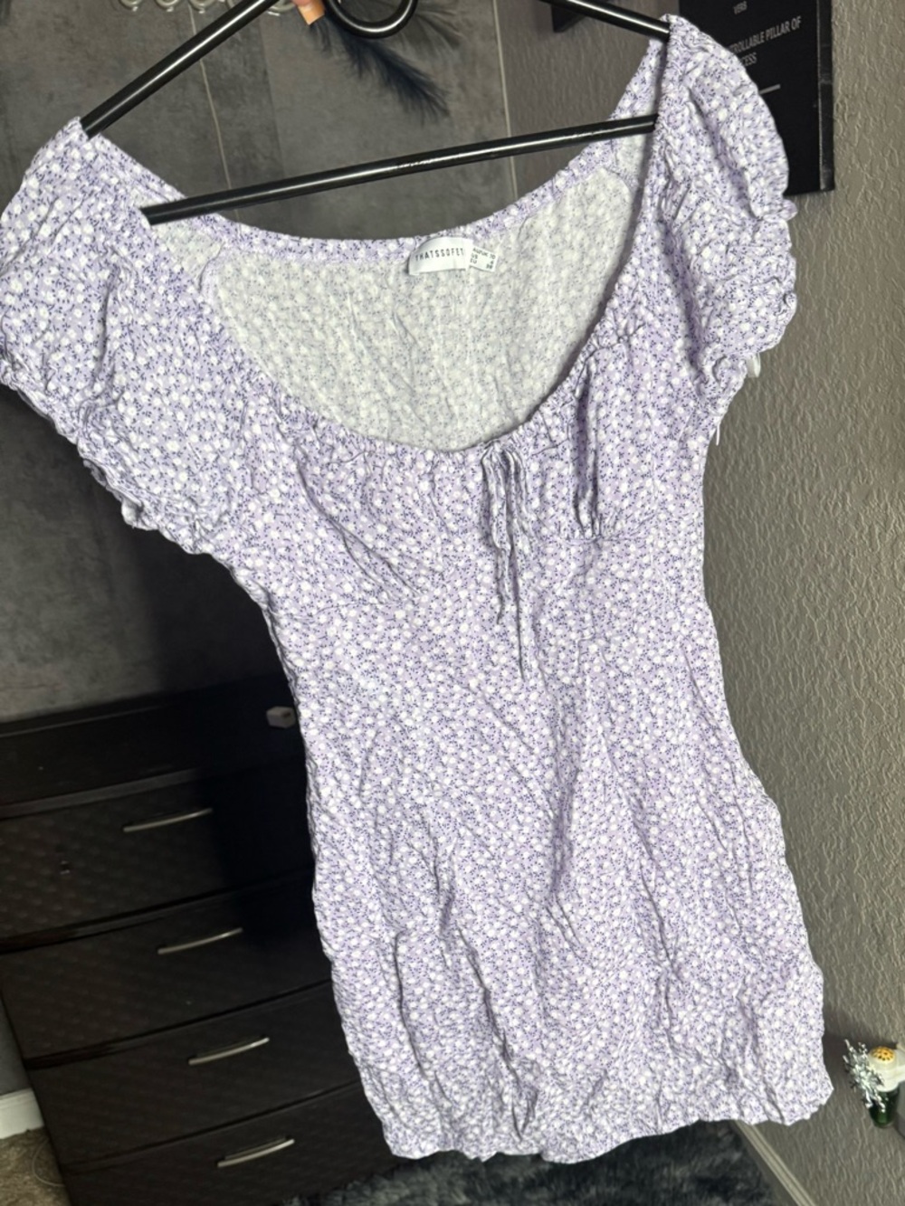 Light Lavender Floral Smocked Mini Dress